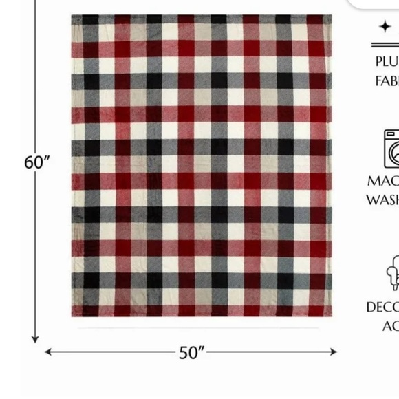 Mainstays Red and Black Plaid Throw. 50”x60”
NWT. - Picture 4 of 5
